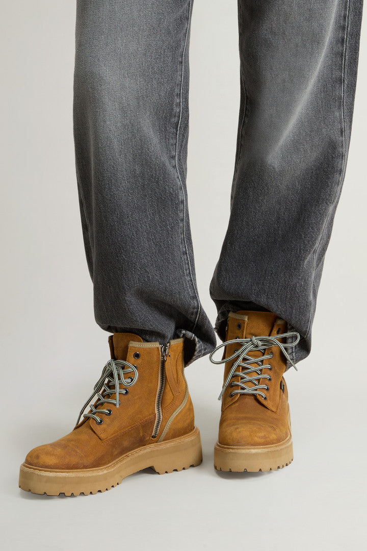 Main Combat Boots in Brushed Suede (Cuoio) - Detail View 5