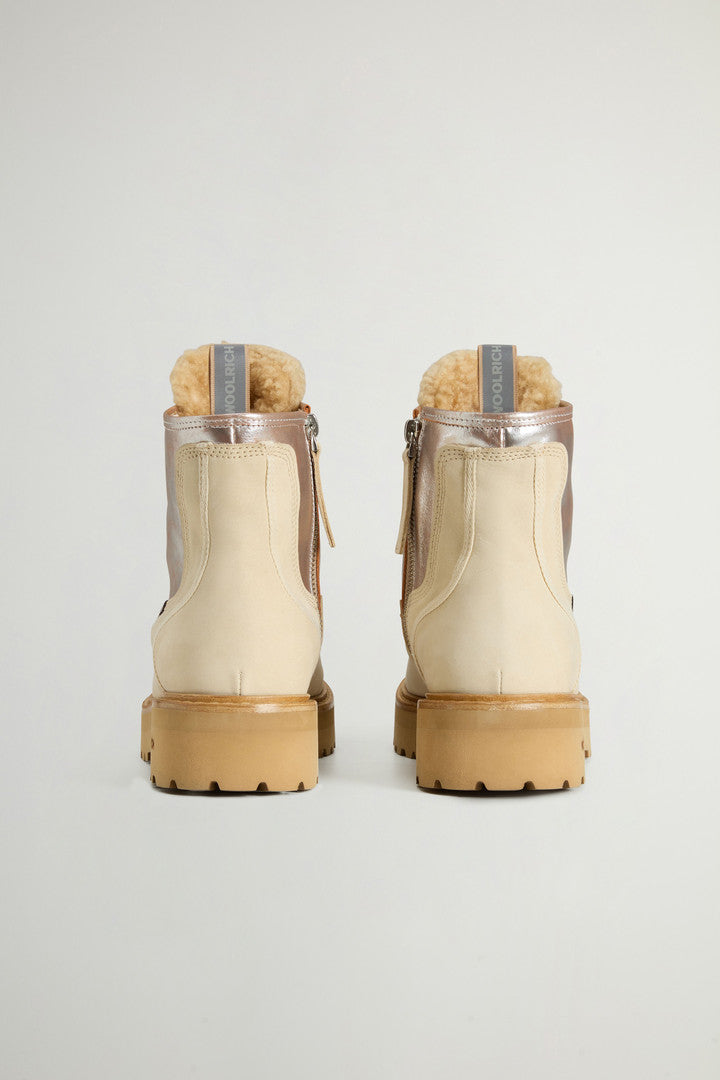 Main Combat Boots in Cowhide and Suede (Whipped Cream Silver) - Detail View 2