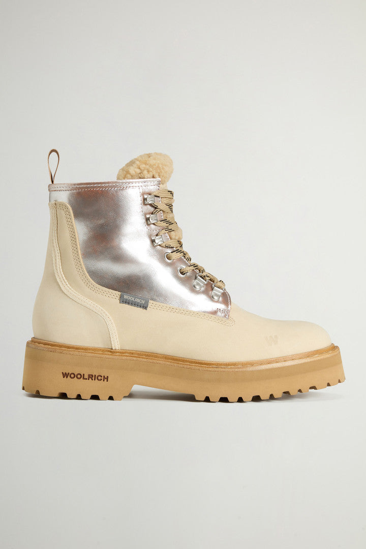 Main Combat Boots in Cowhide and Suede (Whipped Cream Silver) - Main View