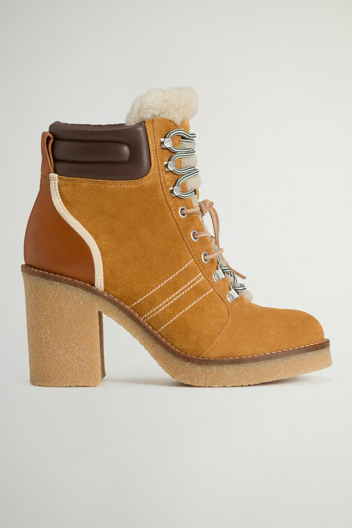 Landhill Ankle Boots in Suede and Cowhide Leather (Caramel) - Main View