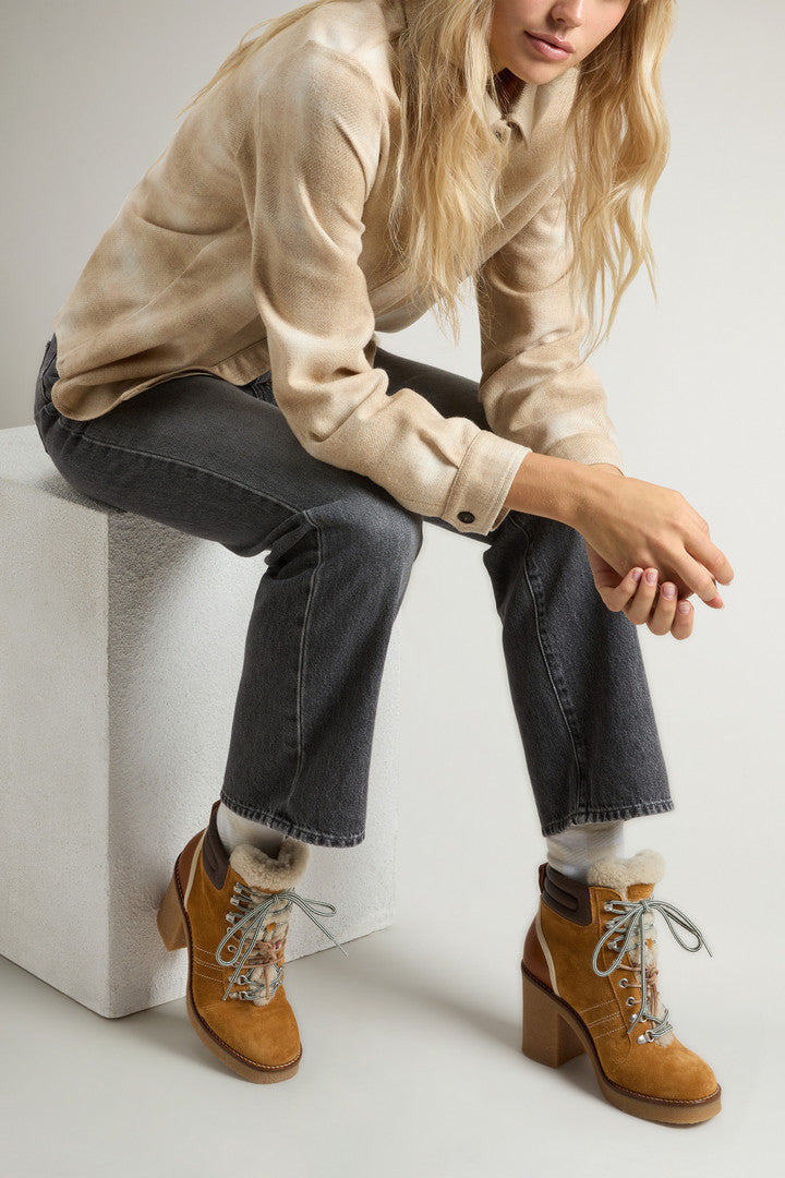 Landhill Ankle Boots in Suede and Cowhide Leather (Caramel) - Detail View 6