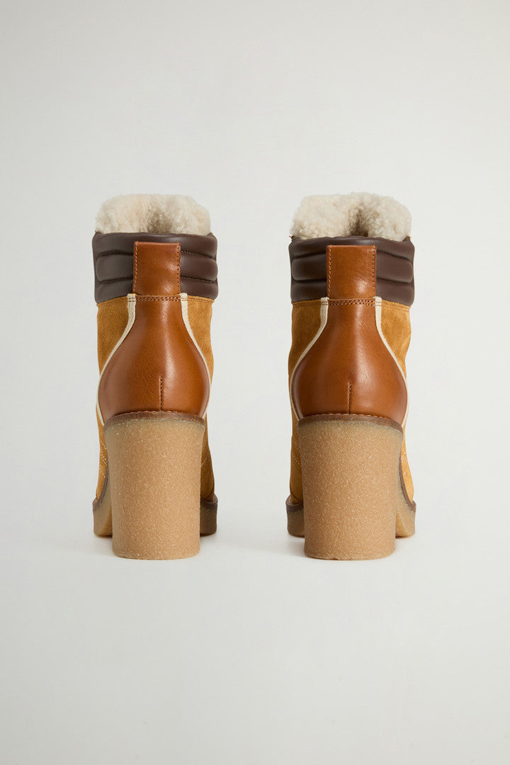 Landhill Ankle Boots in Suede and Cowhide Leather (Caramel) - Detail View 2