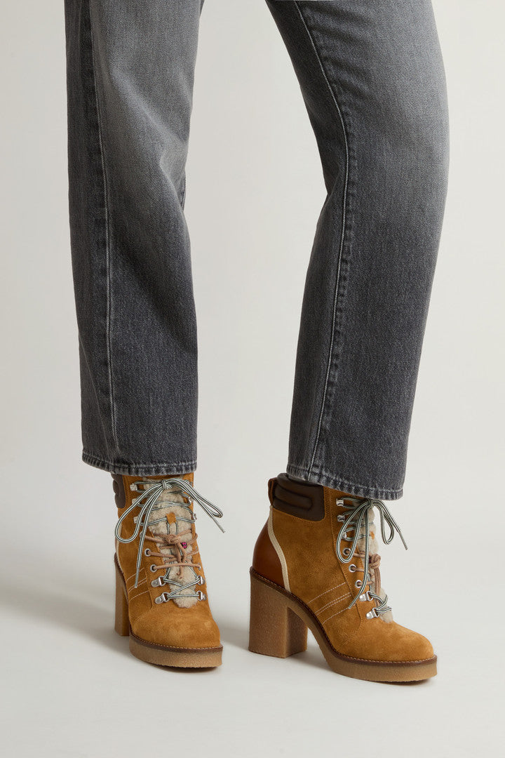 Landhill Ankle Boots in Suede and Cowhide Leather (Caramel) - Detail View 5